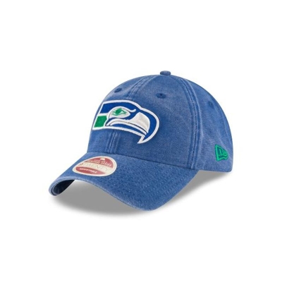 Blue Seattle Seahawks Hat - New Era NFL Classic Wash 9TWENTY Adjustable Caps USA7239156